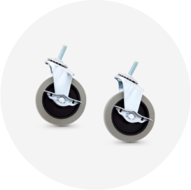 A pair of furniture casters.