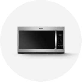 A black and stainless steel microwave.