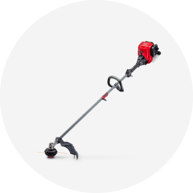 Closeup of the gas tank on a red CRAFTSMAN trimmer.