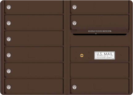 A cluster mailbox with multiple individual doors.