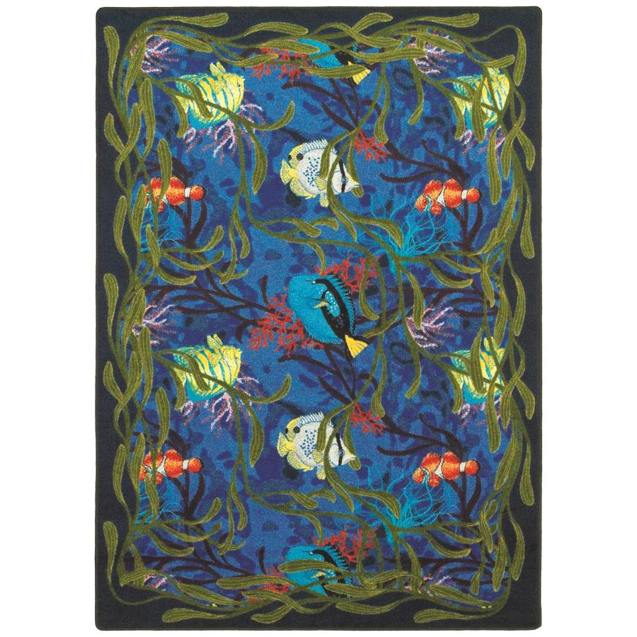 Joy Carpets Under The Sea Blue Rectangular Indoor Machine