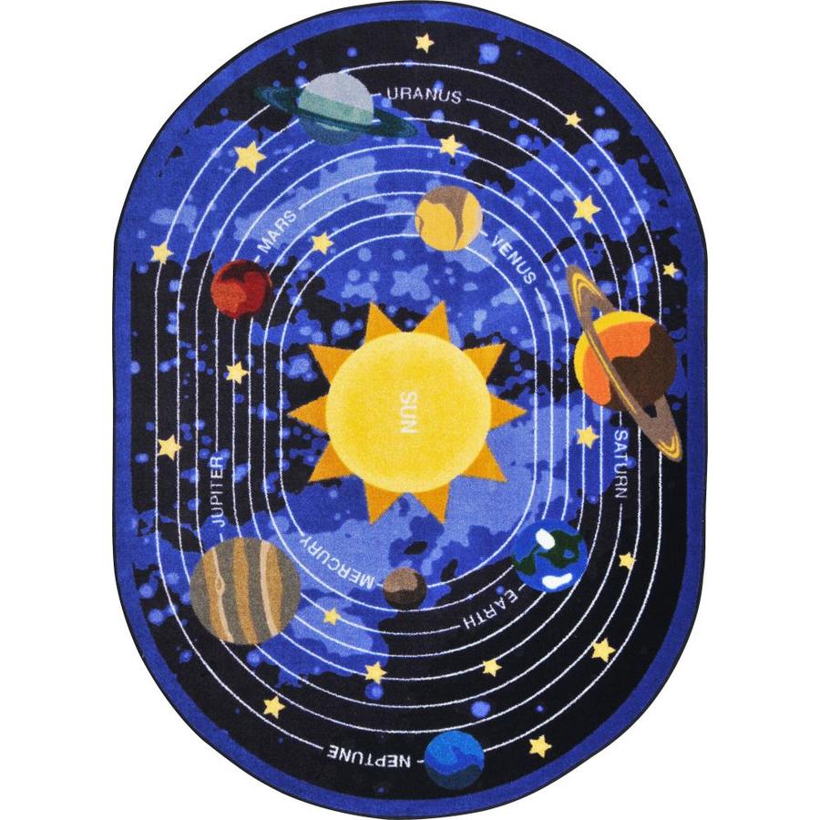 Joy Carpets Cosmic Wonders Black Oval Indoor Machine Made
