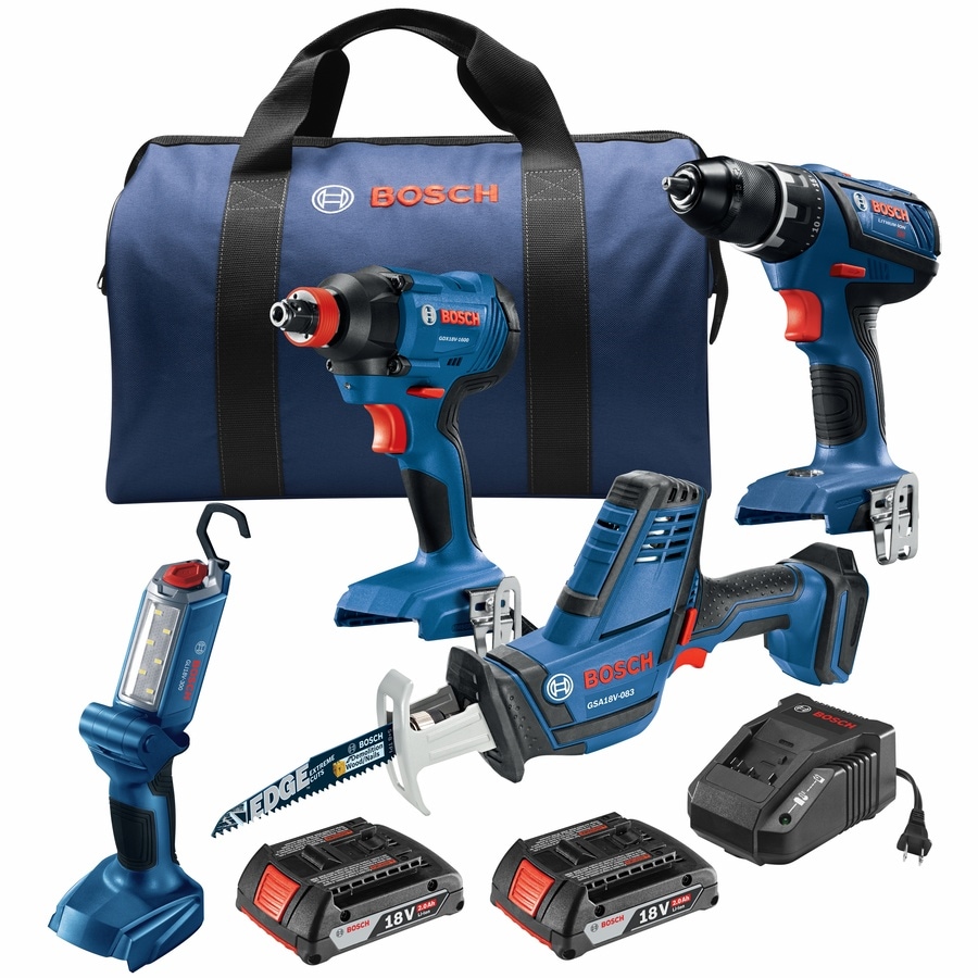 Bosch 4 Tool 18 Volt Power Tool Combo Kit With Soft Case Charger