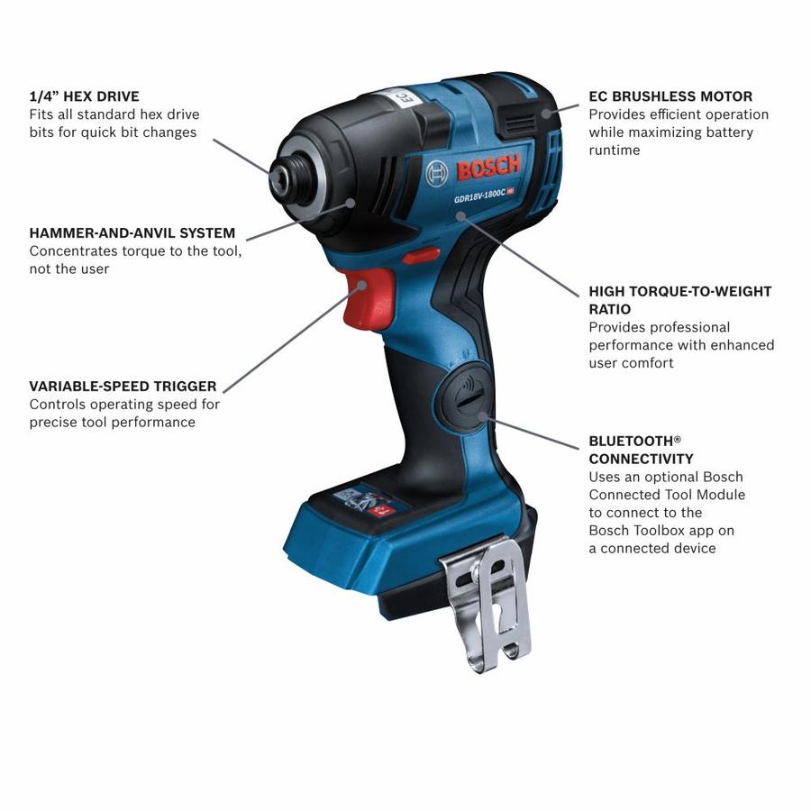 Bosch 18-Volt 1/4-in Variable Speed Brushless Cordless Impact Driver in ...