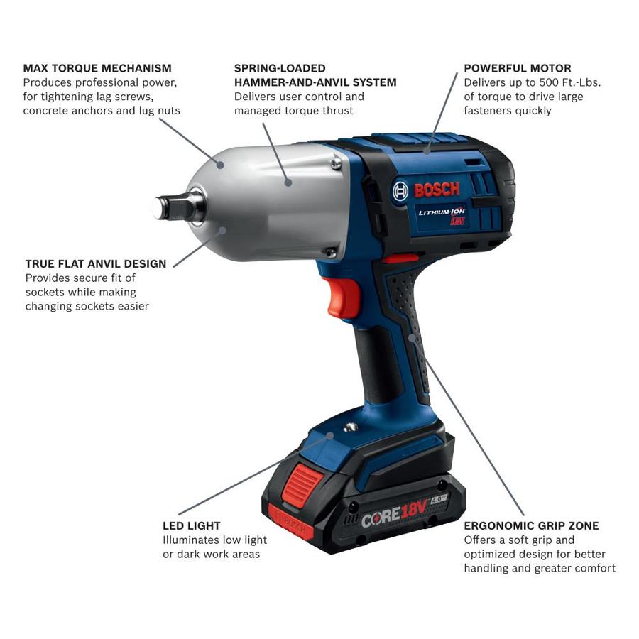 Bosch 18-Volt Variable Speed 1/2-in Square Drive Cordless Impact Wrench ...