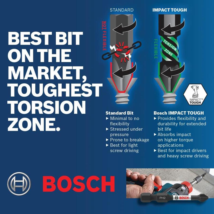 Impact Tough 2 in Bosch ITT10202 2 Pc Torx #10 Power Bits