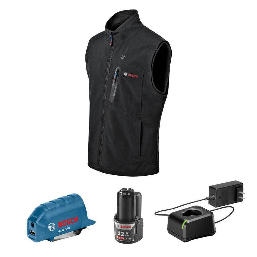 Bosch 12V Max Heated Vest Kit with Portable Power Adapter Size Medium