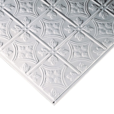 Common 24 In X 24 In Actual 23 73 In X 23 73 In Tincraft 12 Pack White Metal Tin 15 16 In Drop Acoustic Panel Ceiling Tiles