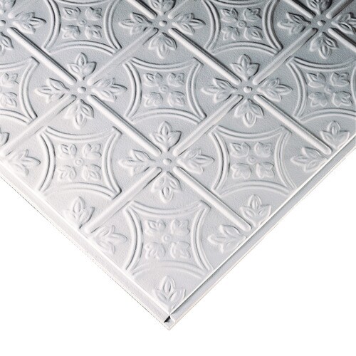 Armstrong Ceilings Common 24 In X 24 In Actual 23 73 In X 23 73 In Tincraft 12 Pack White Metal Tin 15 16 In Drop Acoustic Panel Ceiling Tiles At