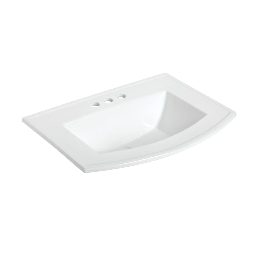 Mansfield Barrett White Drop-In Rectangular Bathroom Sink with Overflow ...