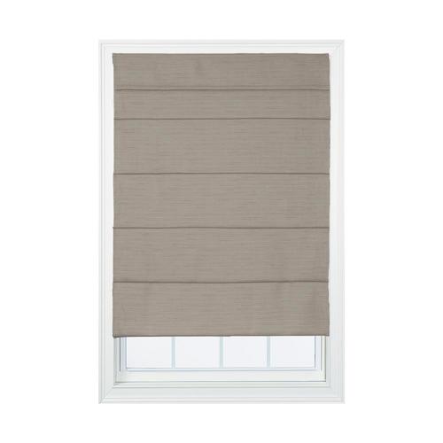27in x 64in Khaki Light Filtering Cordless Roman Shade in the Window