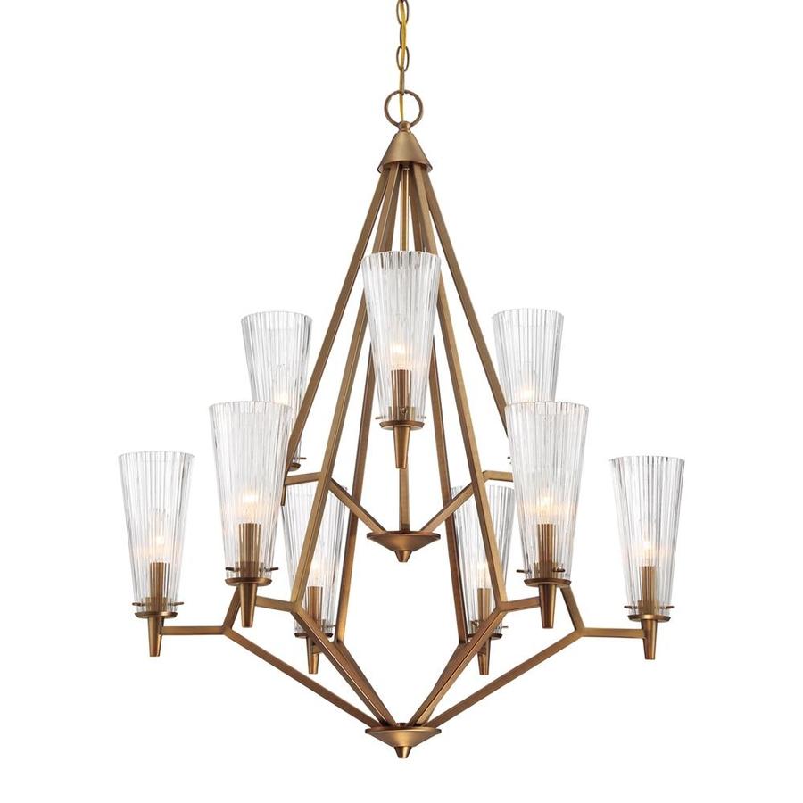 Designers Fountain Montelena 9 Light Old Satin Brass Transitional Designers Fountain Montelena 9 Light Old Satin Brass Transitional Ribbed Glass Tiered Chandelier