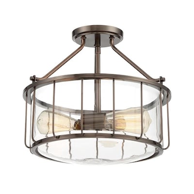 Designers Fountain Anson 14.375-in Satin Copper Bronze Modern/Contemporary Semi-flush Mount Light Designers Fountain Anson 14.375-in Satin Copper Bronze Modern/Contemporary Semi-flush Mount Light