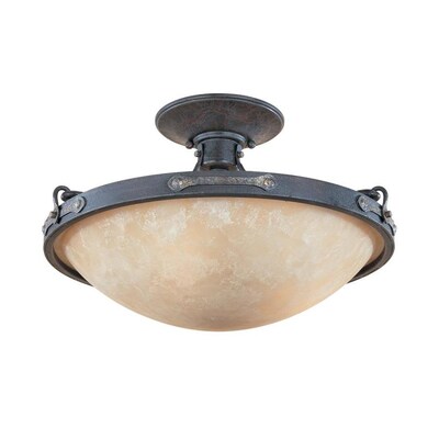 Designers Fountain Austin 16.25-in Weathered Saddle Rustic Semi-flush Mount Light Designers Fountain Austin 16.25-in Weathered Saddle Rustic Semi-flush Mount Light