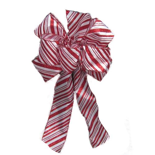 Holiday Living 6-in W x 14.5-in H Red Glitter Candy Cane Bow in the Decorative Bows & Ribbon ...