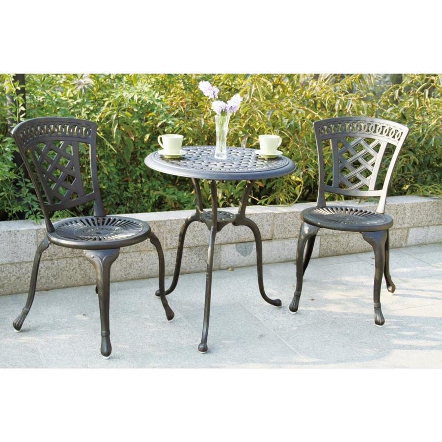 Darlee New Port 3 Piece Bronze Metal Frame Bistro Patio Set With Darlee New Port 3 Piece Bronze Metal Frame Bistro Patio Set With