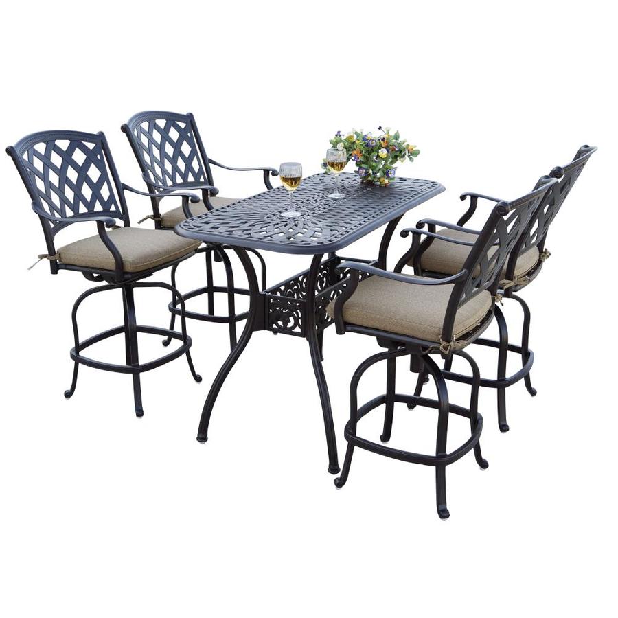 Darlee Ocean View 5 Piece Patio Bar Set with Cushions