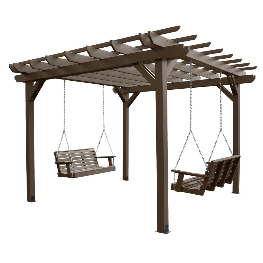 highwood Bodhi Pergola (12 x 12) with 2 Weatherly 4ft Swings in the