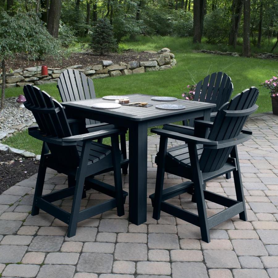 highwood The Adirondack Collection 5-Piece Blue Frame Bar Height Patio ...