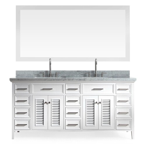 Ariel Kensington 73 In White Double Sink Bathroom Vanity With