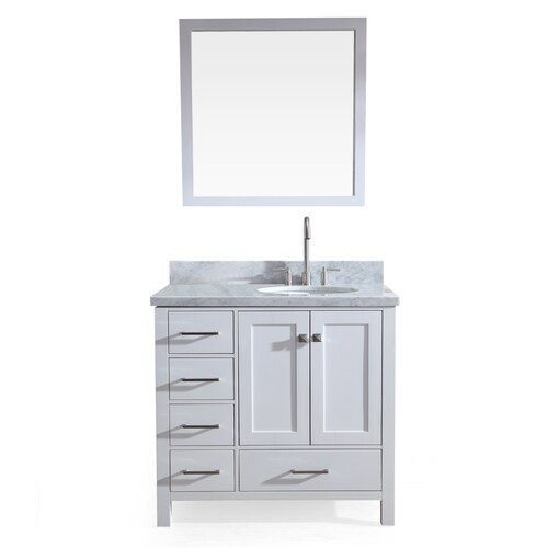 Ariel Cambridge 37 In White Single Sink Bathroom Vanity With White