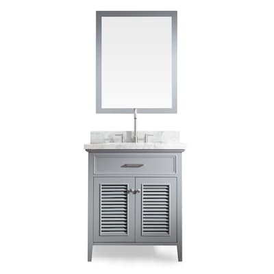 Ariel Kensington 31 In Grey Single Sink Bathroom Vanity With White