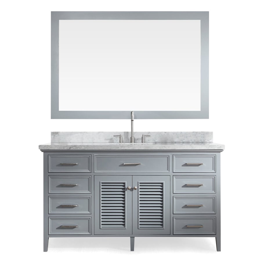 Ariel Kensington 61 In Grey Single Sink Bathroom Vanity With White