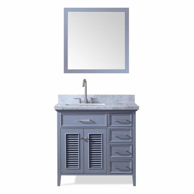 Ariel Kensington 37 In Gray Single Sink Bathroom Vanity With White