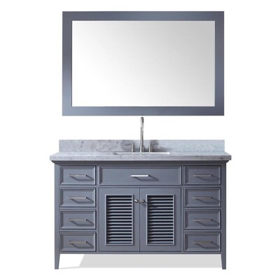 Ariel Kensington 55 In Gray Single Sink Bathroom Vanity With White