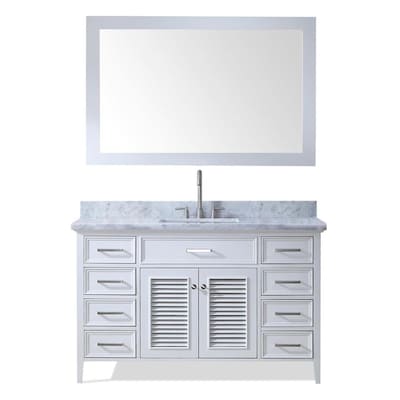 Ariel Kensington 55 In White Single Sink Bathroom Vanity With