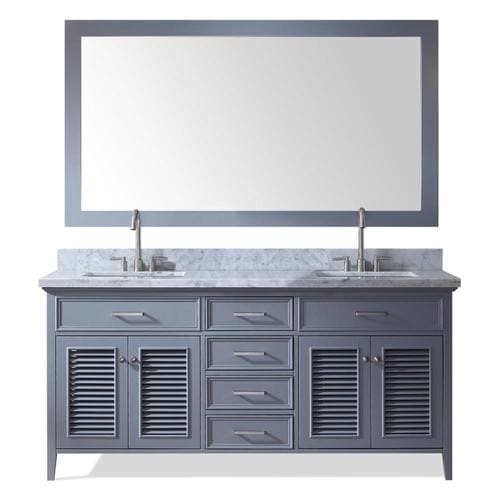 Ariel Kensington 73 In Gray Double Sink Bathroom Vanity With White