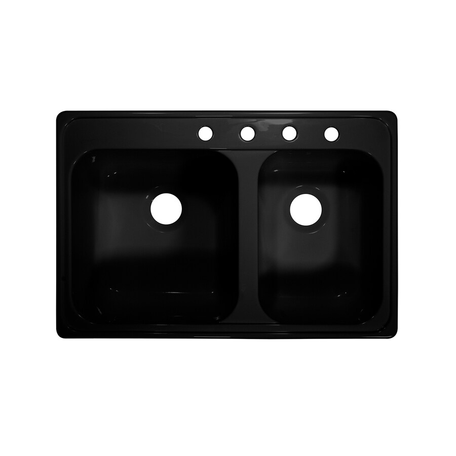 Lyons DKS22P-TB Panhandler 33-in x 22-in Black Offset 4-Hole Acrylic Kitchen Sink