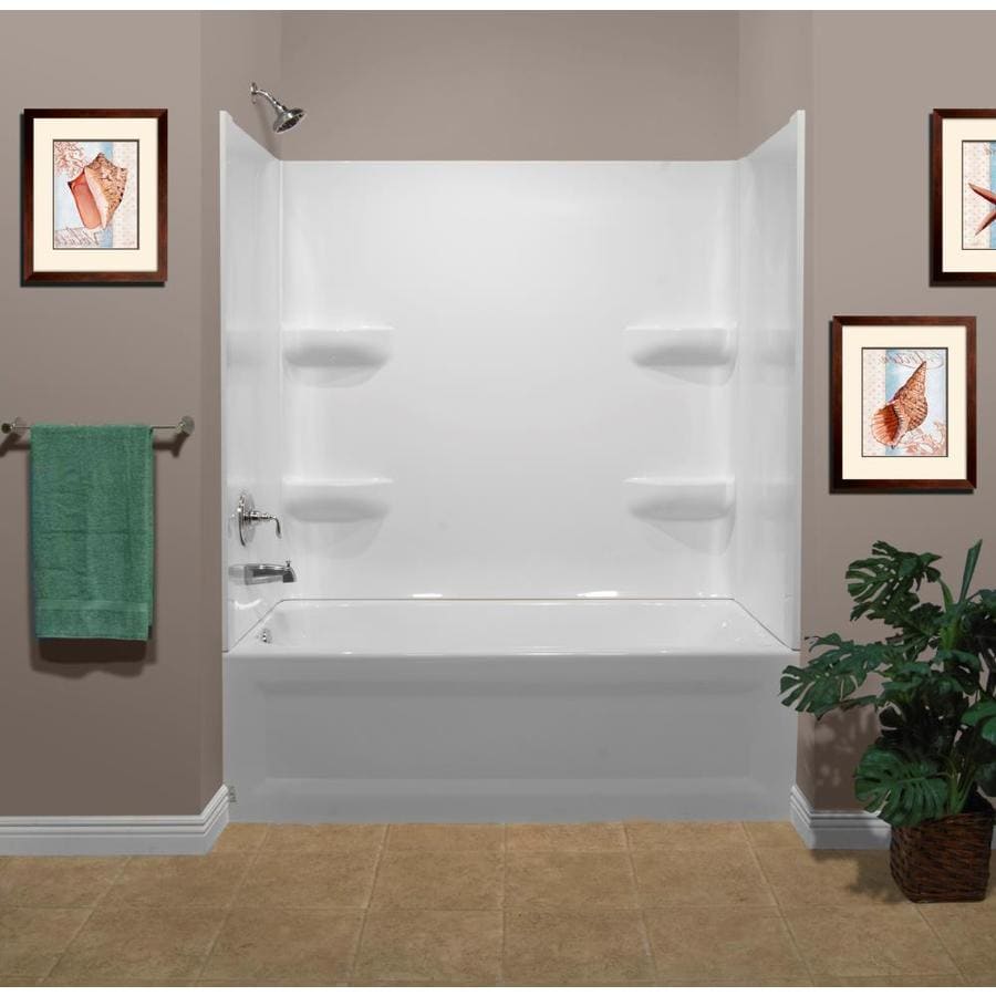 Style Selections 53.875-in White with Left-Hand Drain ...