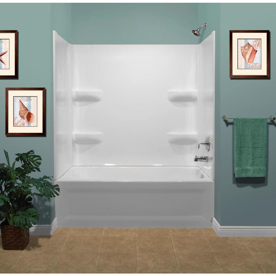 Style Selections White Acrylic Bathtub Wall Surround 30in x 54in; Actual 59in x 30