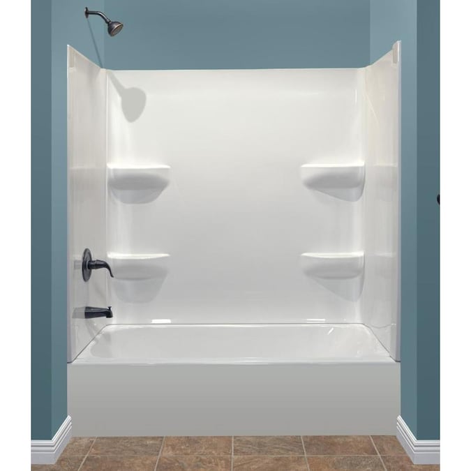 Style Selections 54x27 White 2-Piece Bathtub Shower Kit ...