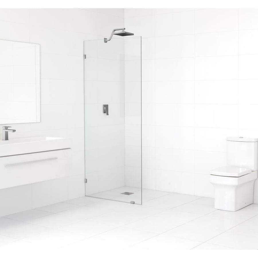 28 In To 28 In W Frameless Fixed Brushed Nickel Shower Door