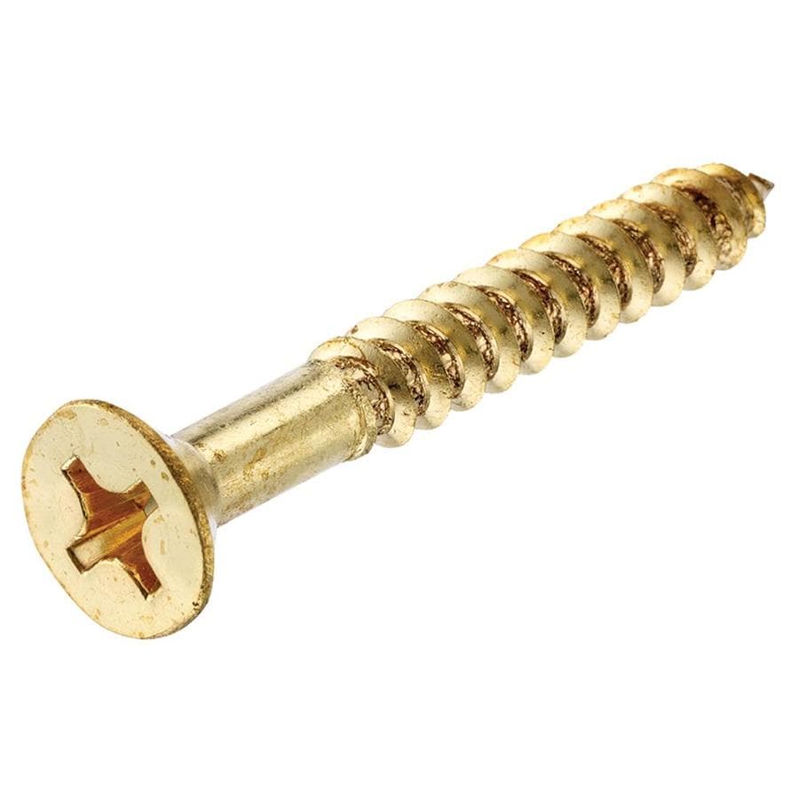 Hillman #10 x 2-in Brass Flat Interior/Exterior Wood Screws (25-Count)