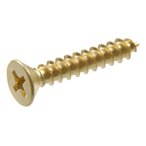 Hillman 5 Brass Flat Interior/Exterior Wood Screws (50Count) in the Wood Screws department at