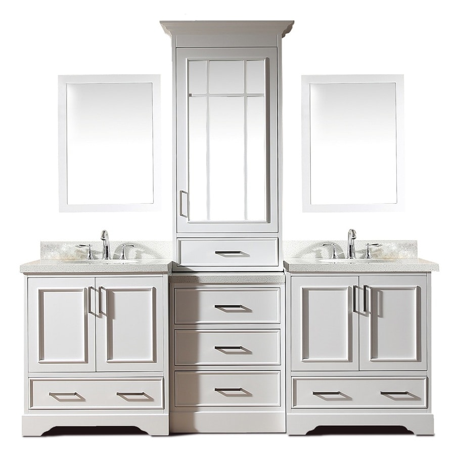 Ariel Stafford 85 In White Double Sink Bathroom Vanity With White