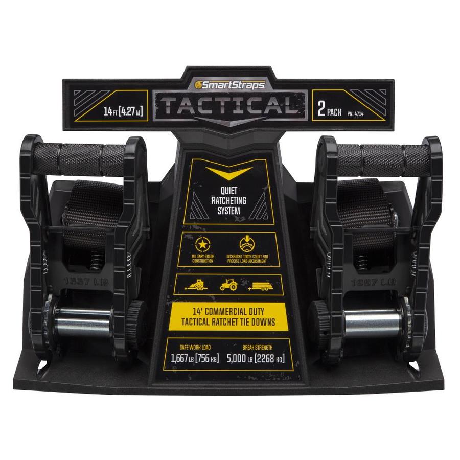 SmartStraps 14 ft 5000 lb Tactical Ratchet Tie Down 2 Pk Gray in the