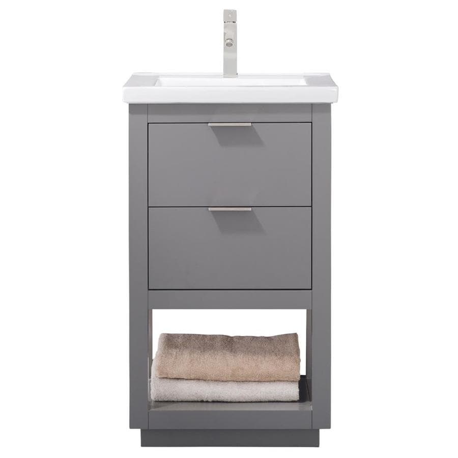 Style Selections Cromlee 24 In Light Gray Single Sink Bathroom Vanity With Engineered White Stone Engineered Stone Top Faucet Included In The Bathroom Vanities With Tops Department At Lowes Com