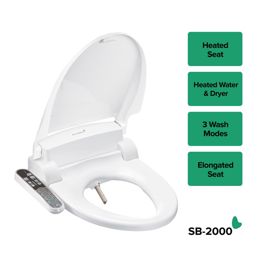 Shop SmartBidet Plastic Elongated Slow-Close Heated Bidet ...