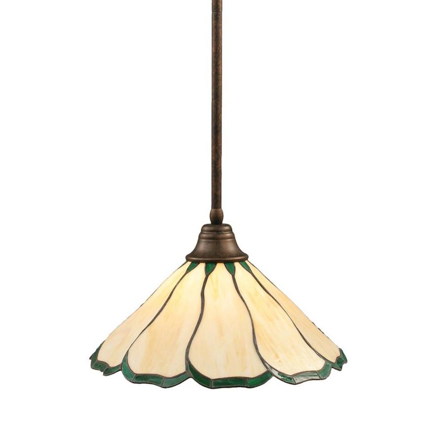 Divina Bronze Mini Traditional Stained Glass Pendant Light at