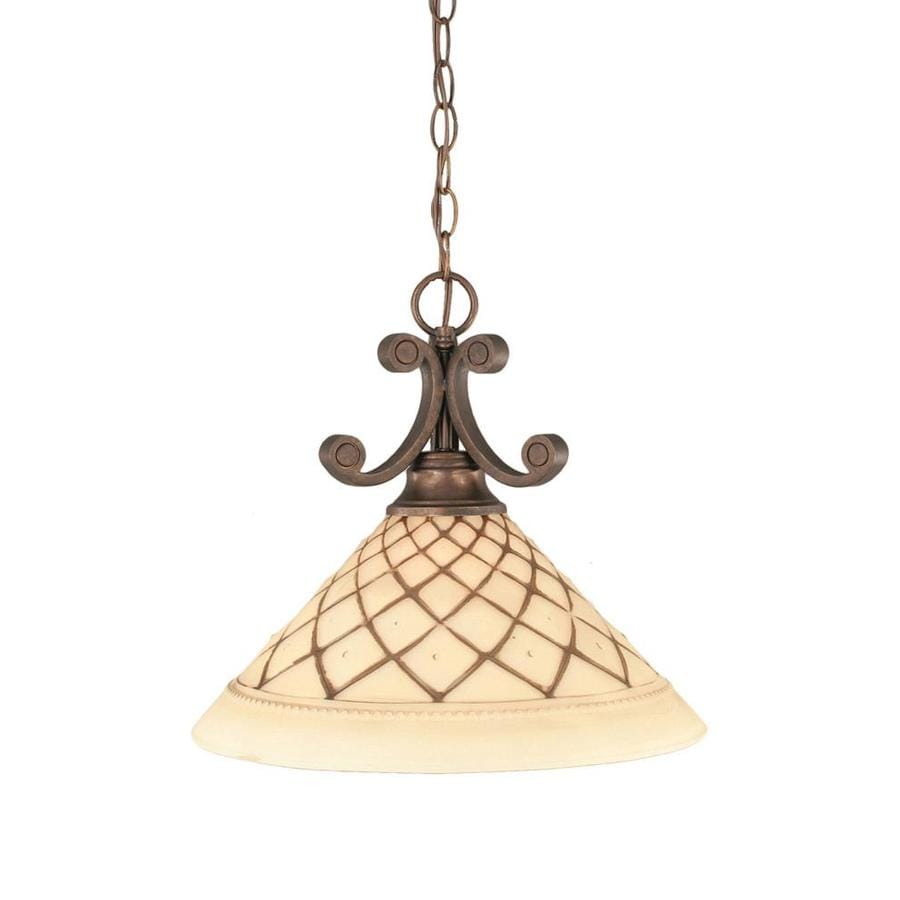 Divina Bronze Traditional Stained Glass Bell Pendant Light