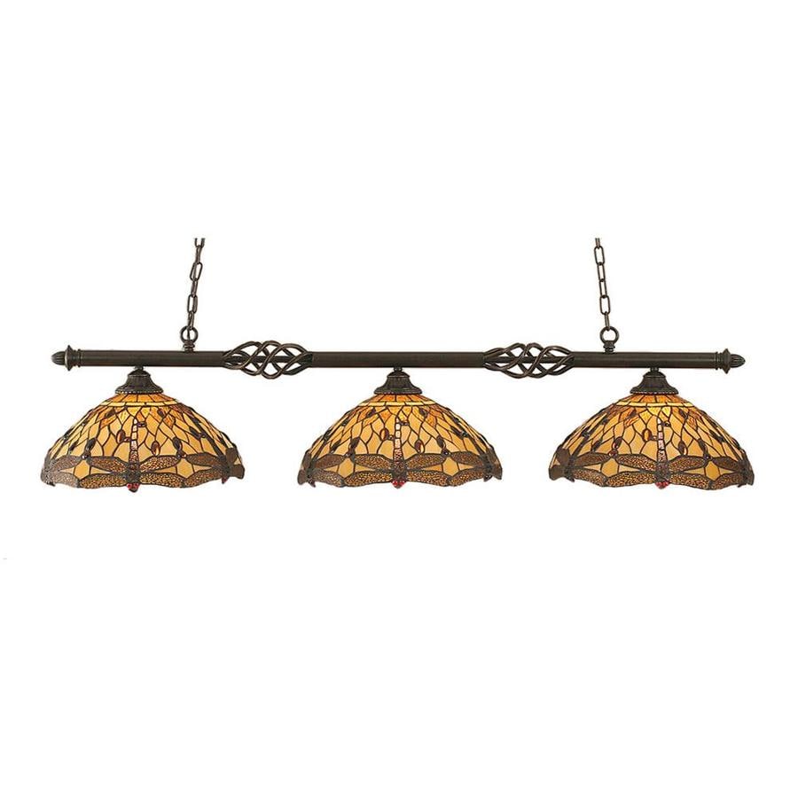 Divina 16in W 3Light Dark Granite Kitchen Island Light with Tiffany