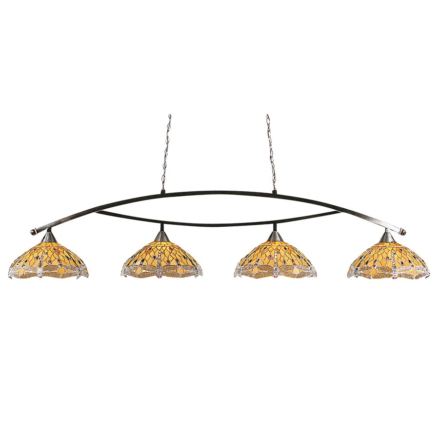 Brooster 16-in W 4-Light Black Copper Kitchen Island Light with Tiffany ...