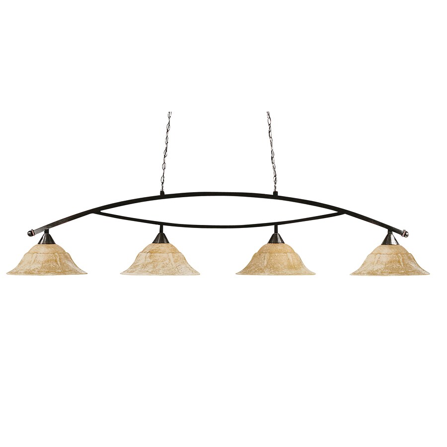 Brooster 14in W 4Light Black Copper Kitchen Island Light with Tinted