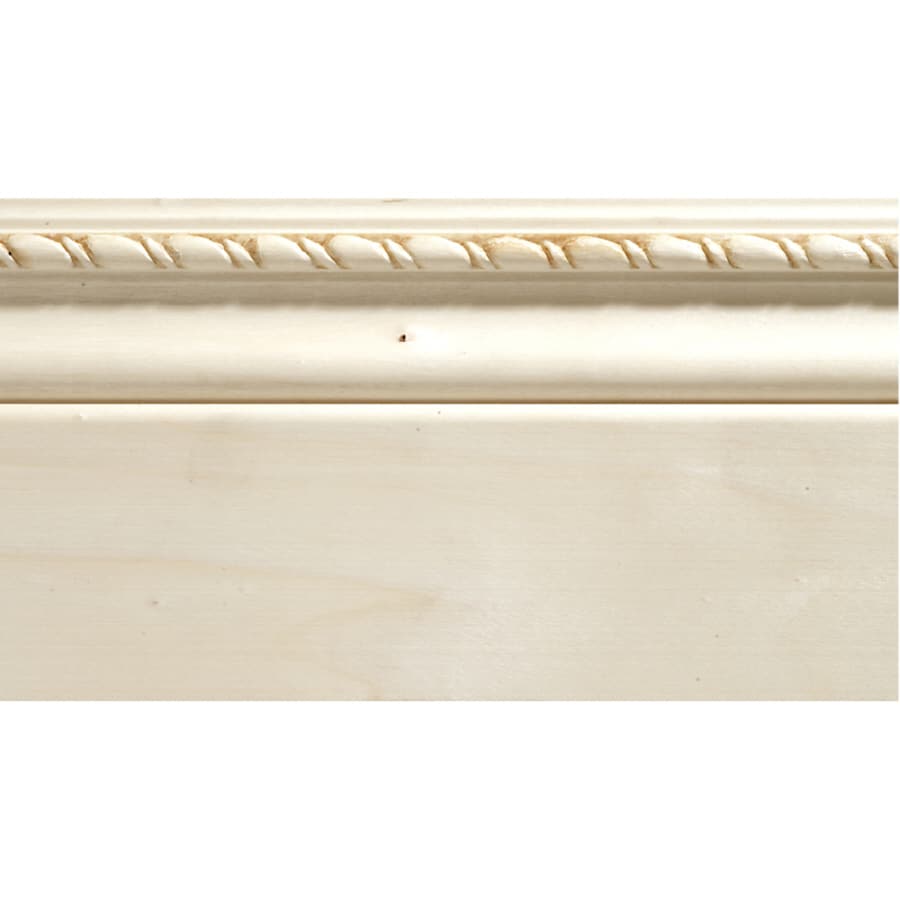 4in x 8ft Interior White Hardwood Unfinished Baseboard Moulding at