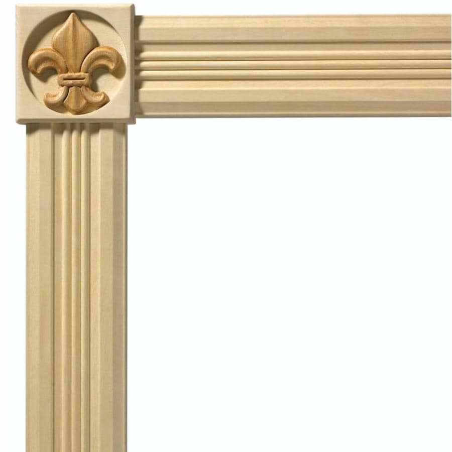 Ornamental Mouldings EV1246CWHW Fleur-de-lis 3.5-in x 3.5-in Square Unfinished White Hardwood Wood Rosette