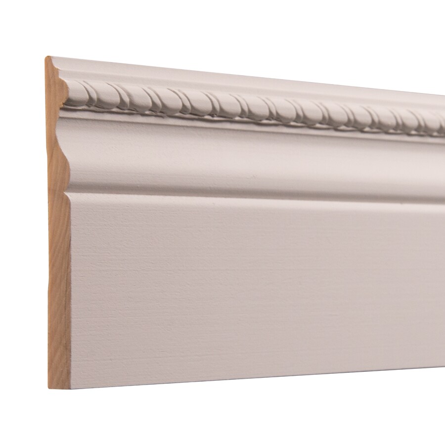 Ornamental 4in x 8ft Interior White Hardwood Primed Baseboard